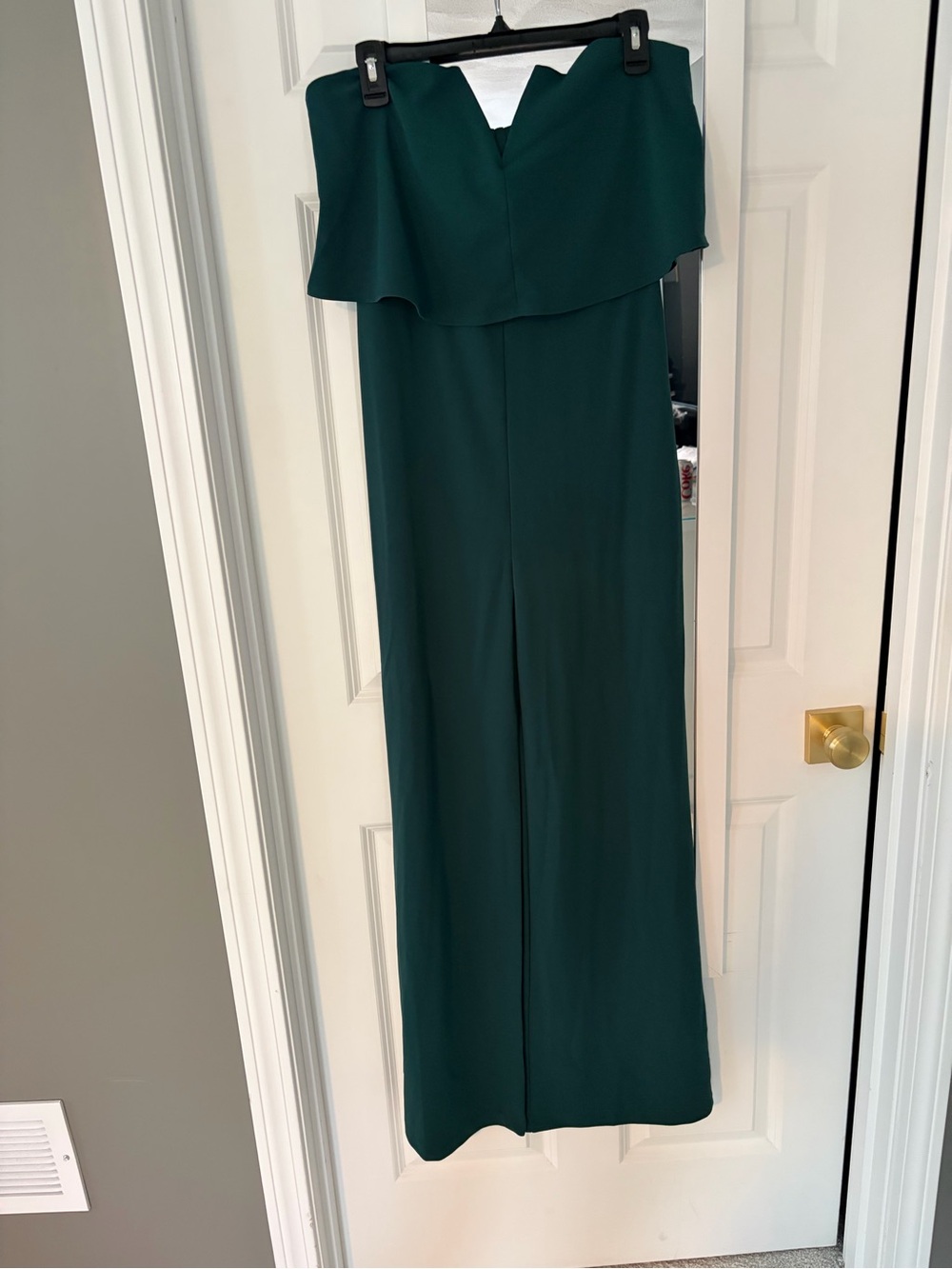 Lulu's Emerald Green Strapless Ruffle Jumpsuit